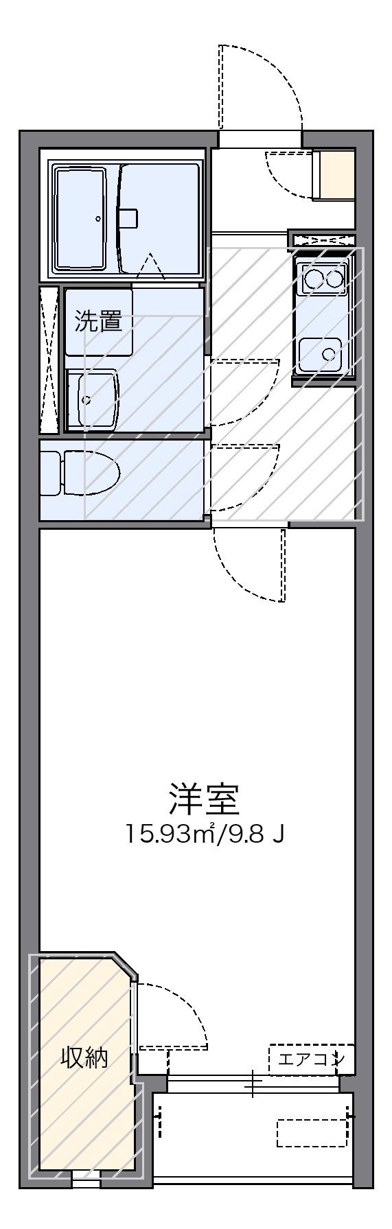 レオネクスト冨貴ヶ丘Ⅱ(1K/2階)の間取り写真
