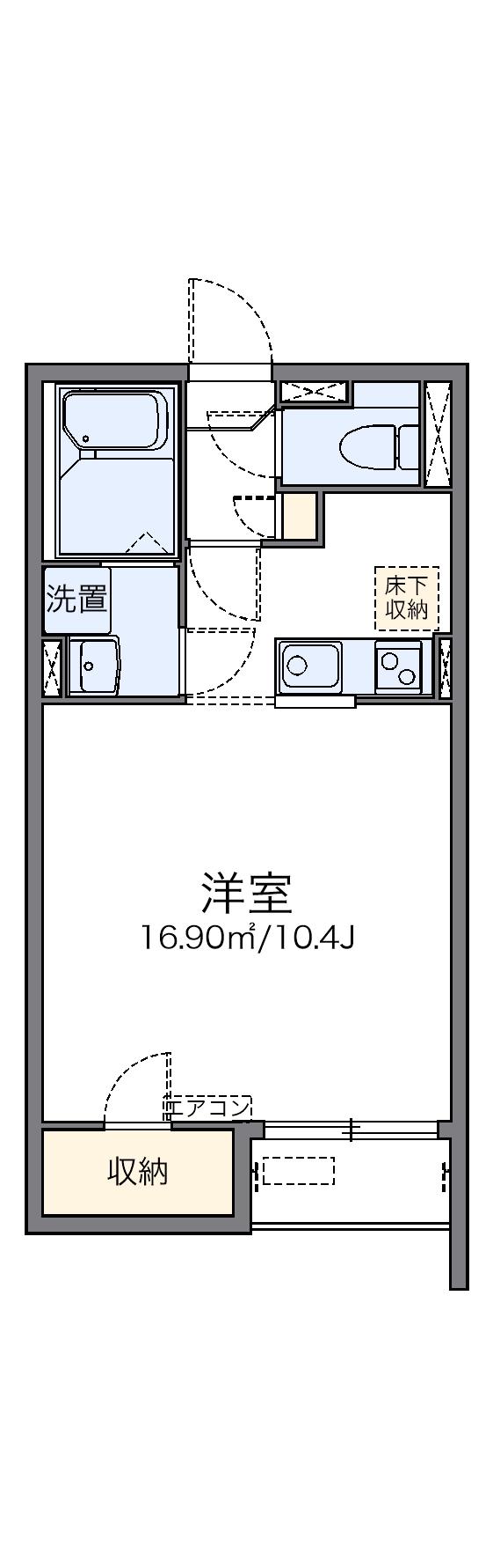 レオネクストFEEL(1K/1階)の間取り写真