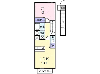 ガーデン厚狭(1LDK/2階)の間取り写真