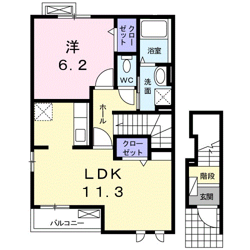 ジュアン S Ⅰ(1LDK/2階)の間取り写真