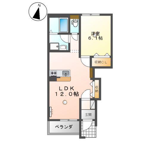 関門マリンビュー(1LDK/1階)の間取り写真
