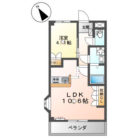 スカイパレス(1LDK/2階)の間取り写真