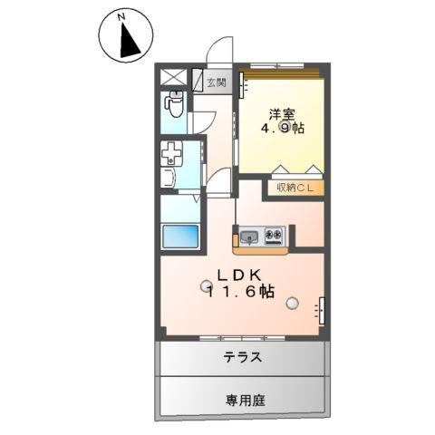 ロイヤル カクタス(1LDK/1階)の間取り写真