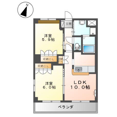 メゾン・エトワールⅡ(2LDK/2階)の間取り写真