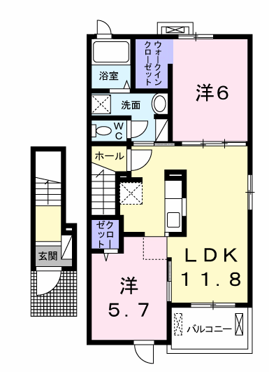 S&AスクエアⅦ(2LDK/2階)の間取り写真