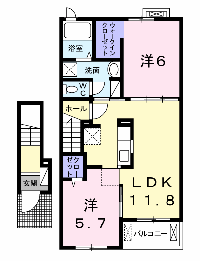 S&AスクエアⅥ(2LDK/2階)の間取り写真