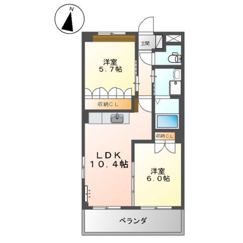 エメラルド・ヴィラージュ(2LDK/2階)の間取り写真
