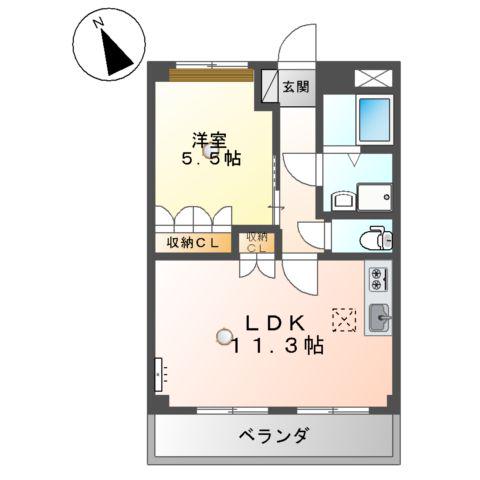 クローバー・ヒルズ(1LDK/1階)の間取り写真