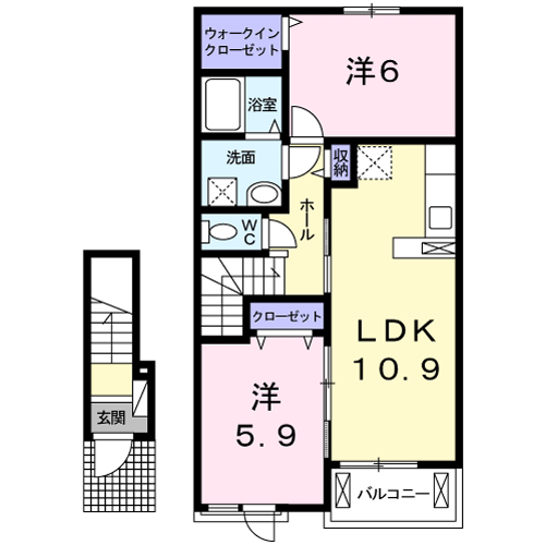 シティホームズ彦島(2LDK/2階)の間取り写真