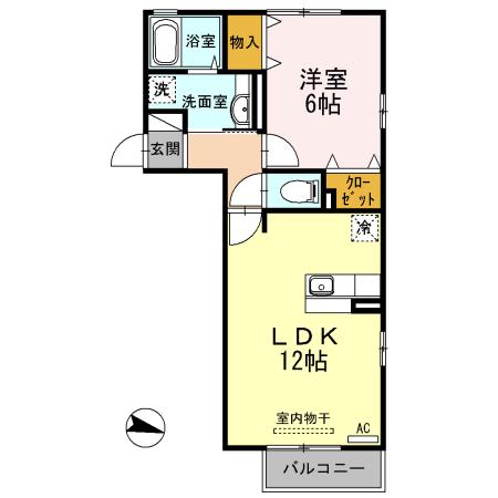 ルネット小島(1LDK/2階)の間取り写真