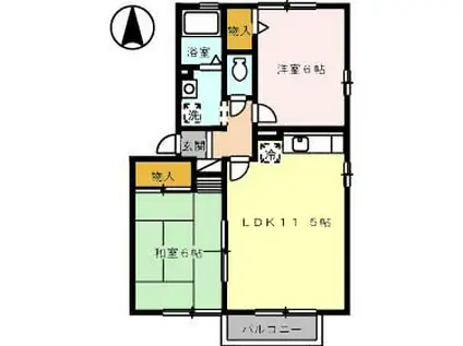 ルピナ瑠夏(2LDK/2階)の間取り写真