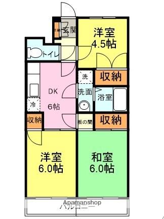 レトゥールビヨン松小田Ⅳ(3DK/1階)の間取り写真
