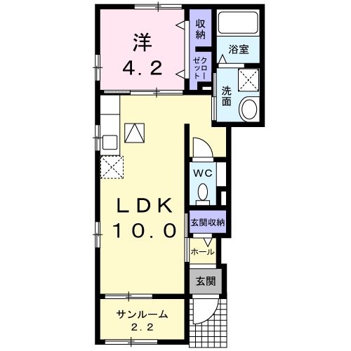 シャロームC Ⅰ(1LDK/1階)の間取り写真
