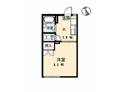 ガーデンハイツ関山(1K/1階)の間取り写真