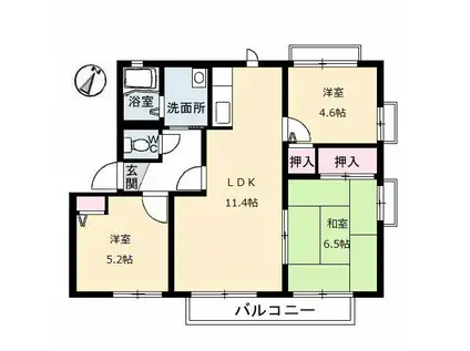 グリシーヌ A(3LDK/2階)の間取り写真