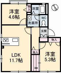 ディアス33 B棟(2LDK/1階)の間取り写真