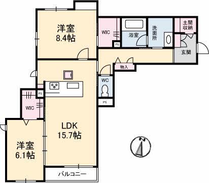 シャーメゾン ベテルギウス(2LDK/1階)の間取り写真