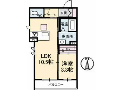 シャーメゾンシャトー(1LDK/1階)の間取り写真