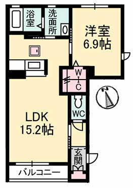 シャーメゾン桂花(1LDK/1階)の間取り写真