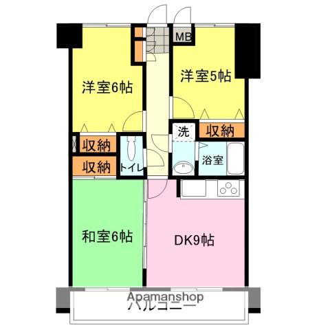 アミティビブレ下関(3DK/3階)の間取り写真