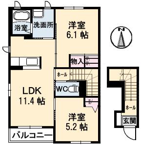 テミス Ⅱ(2LDK/2階)の間取り写真