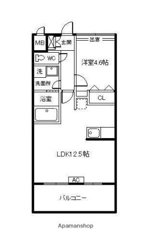 NORTIK川中(1LDK/1階)の間取り写真