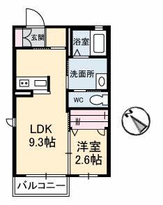 シャーメゾン唯(1LDK/2階)の間取り写真