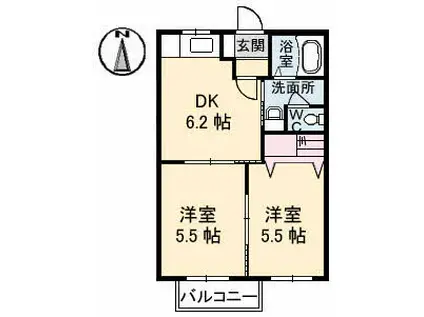 メゾンTS-1(2DK/2階)の間取り写真