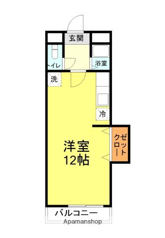 ウェルスF(ワンルーム/1階)の間取り写真