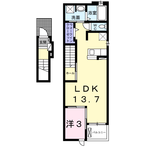 グレース 長府(1LDK/2階)の間取り写真