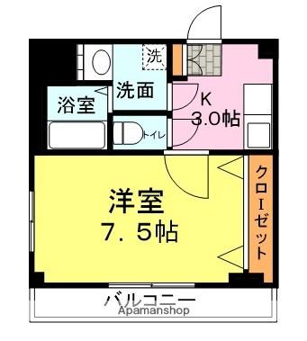 ミレニアム2001(1K/3階)の間取り写真