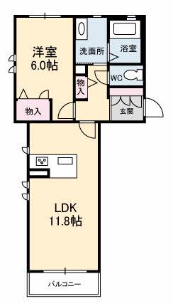 シャーメゾン 雅(1LDK/2階)の間取り写真