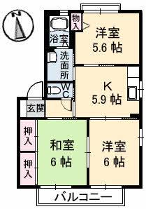 シャーメゾンスーベニール Ⅱ棟(3K/2階)の間取り写真
