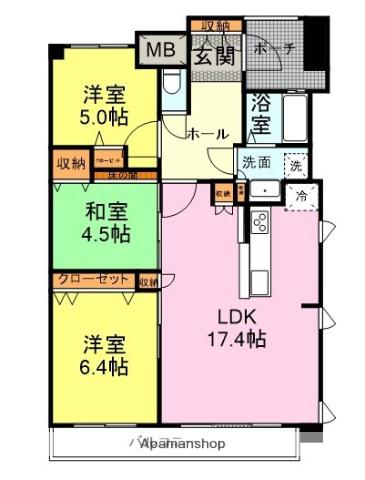 アースコートディアキャナル下関(3LDK/3階)の間取り写真