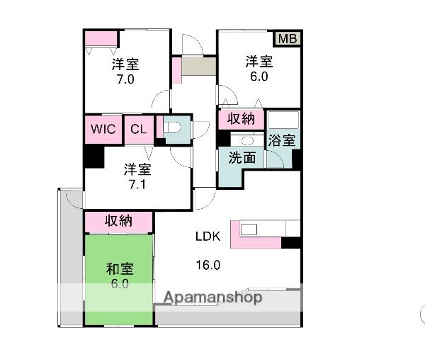 ヴェルタワー下関駅前マリンビュー(4LDK/21階)の間取り写真