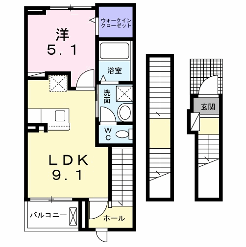 シャトー五反田(1LDK/3階)の間取り写真