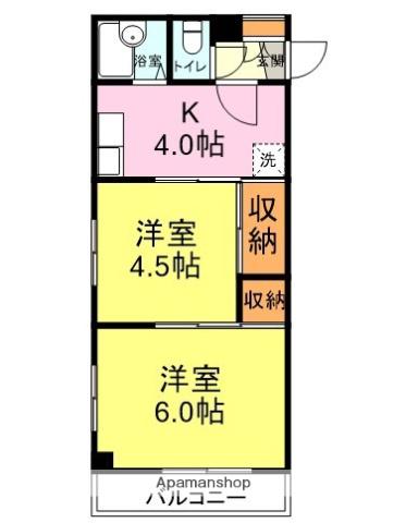 ウェルス南見(2K/1階)の間取り写真