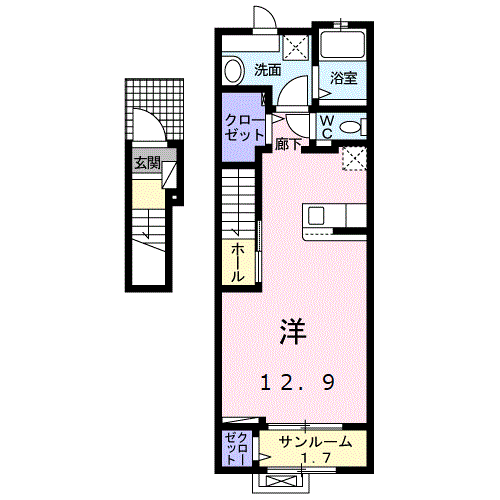 ベイル ウィン Ⅱ(ワンルーム/2階)の間取り写真