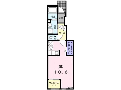 フェリーチェ Ⅱ(ワンルーム/1階)の間取り写真
