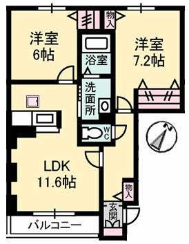 シャーメゾン シエクル(2LDK/1階)の間取り写真
