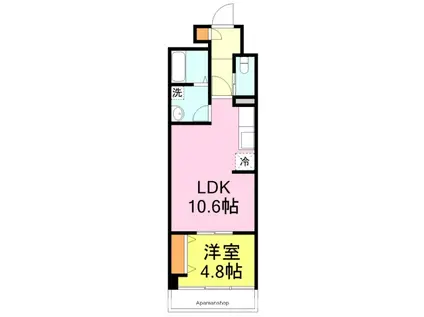 ハレレア水土花(1LDK/7階)の間取り写真