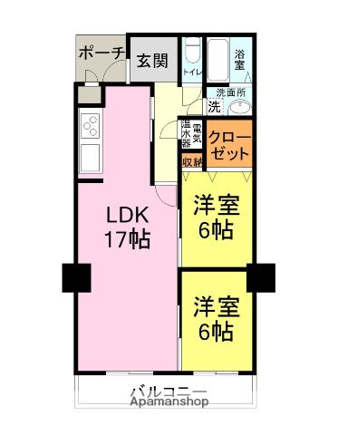 CO-OP下関第2上田中マンション(2LDK/2階)の間取り写真