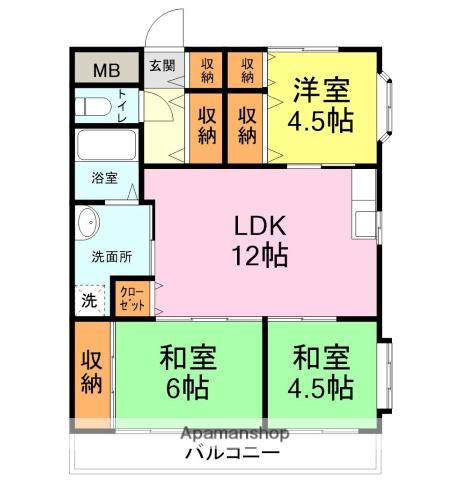KAME HOUSE(3LDK/2階)の間取り写真