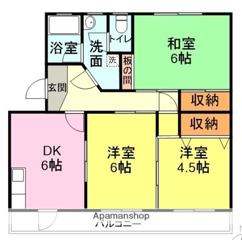 サンハイツ森本2号棟(3DK/4階)の間取り写真