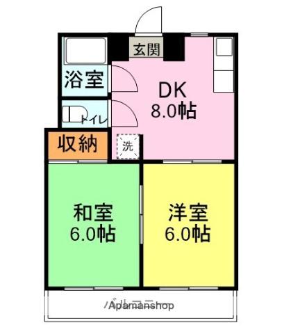 メゾン汐入(2DK/3階)の間取り写真