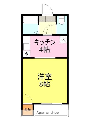 アモール新垢田Ⅱ(1K/3階)の間取り写真