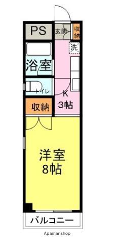 グレース綾羅木(1K/4階)の間取り写真