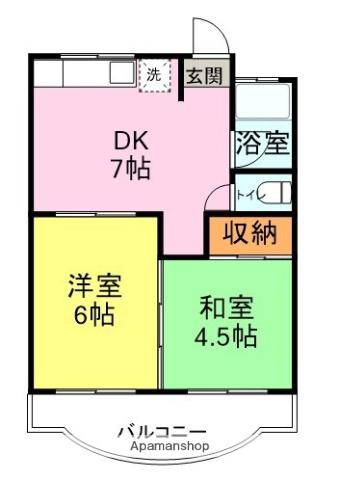 フェリス火の山公園(2DK/4階)の間取り写真