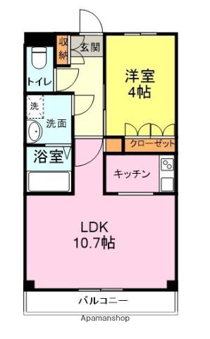 VIEW TERRACE N・R(1LDK/2階)の間取り写真