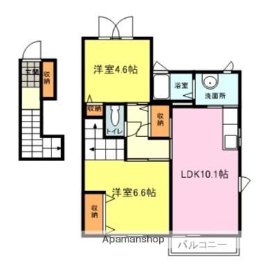アンビシオンⅢ(2LDK/1階)の間取り写真